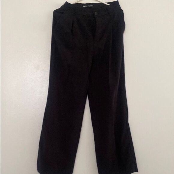 Zara Black Dress Pants Straight-Leg Classic - Picture 1 of 4